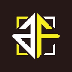 A F quadrangle monogram initials with square