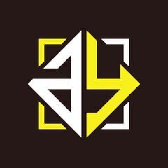 A Y quadrangle monogram initials with square