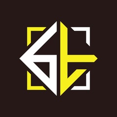 B T initial monogram quadrangle with square