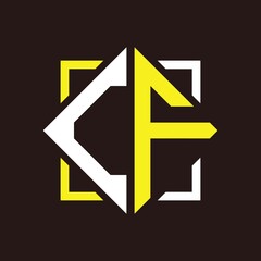 C F initials quadrangle monogram with square