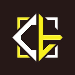C T initials quadrangle monogram with square