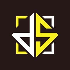 D S Initials quadrangle monogram with square