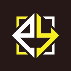 E Y Initials quadrangle monogram with square