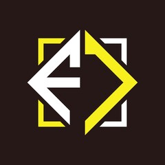 F J Initials quadrangle monogram with square