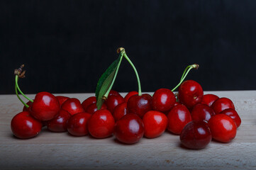 cherries on a wooden table