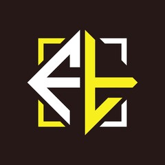 F T Initials quadrangle monogram with square