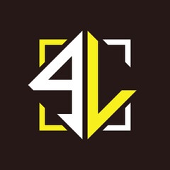 G L Initials quadrangle monogram with square