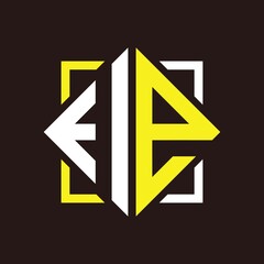 I E Initials quadrangle monogram with square