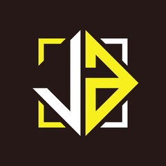 J A Initials quadrangle monogram with square