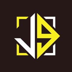 J G Initials quadrangle monogram with square