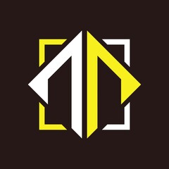 N N Initials quadrangle monogram with square