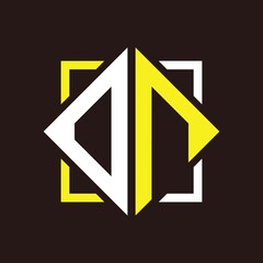 O N Initials quadrangle monogram with square