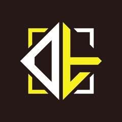 O T Initials quadrangle monogram with square