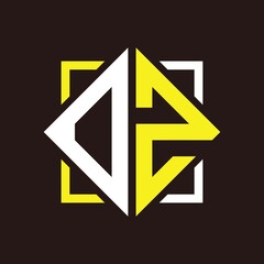 O Z Initials quadrangle monogram with square