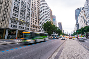 Traffic in Presidente Vargas avenue in Rio de Janeiro city downtown