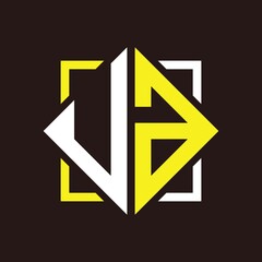 U A Initials quadrangle monogram with square