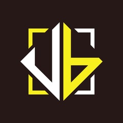 U B Initials quadrangle monogram with square