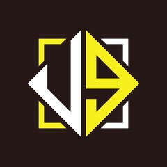 U G Initials quadrangle monogram with square