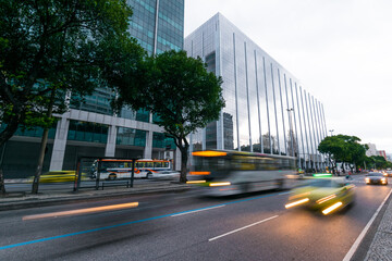 Traffic in Presidente Vargas avenue in Rio de Janeiro city downtown
