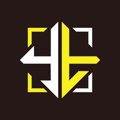 Y T Initials quadrangle monogram with square
