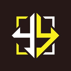 Y Y Initials quadrangle monogram with square