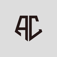 A C black pentagon initials with a gray background