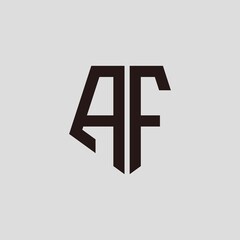 Obraz premium A F black pentagon initials with a gray background