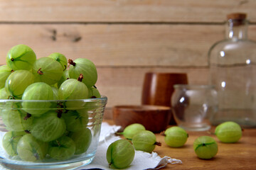 Fresh organic Gooseberries in a glass bowl