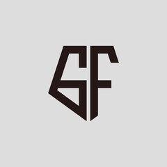Obraz premium G F black pentagon initials with a gray background