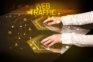 Navigating social networking with WEB TRAFFIC inscription, new media concept
