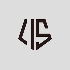 I S black pentagon initials with a gray background