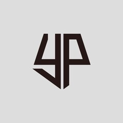 Y P black pentagon initials with a gray background