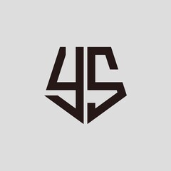 Y S black pentagon initials with a gray background