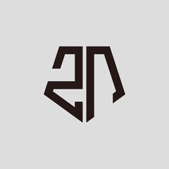 Z N black pentagon initials with a gray background