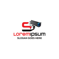 Creative S letter  CCTV camera logo design template, Realistic CCTV logo vector design
