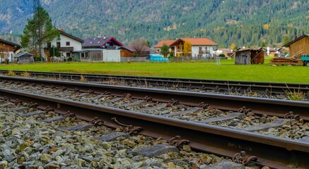 Fototapeta na wymiar Zugstrecke Zugspitzbahn Alpen 