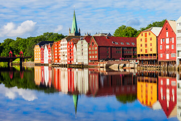 Naklejka premium Old houses in Trondheim