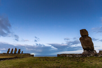 Easter Island, Moais Tahai Archaeological Complex, Rapa Nui National Park, Chile.