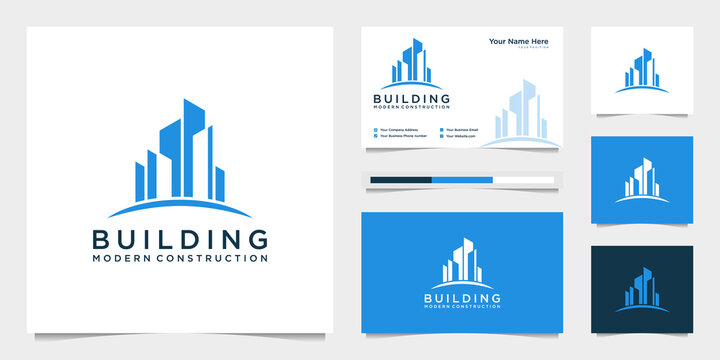 design logos and building construction business cards, inspiring city building abstract logos modern.