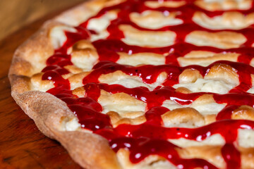 Romeo and juliet pizza. Traditional brazilian sweet pizza with sweet guava and cheese.