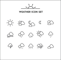 weather icons, sun, moon, snow, night, drizzle, windy, cloud