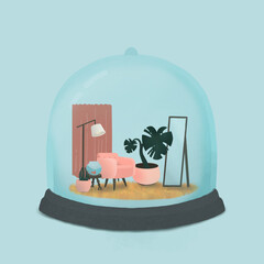 pink room, room, plantm pink, couch, mirror, drawing