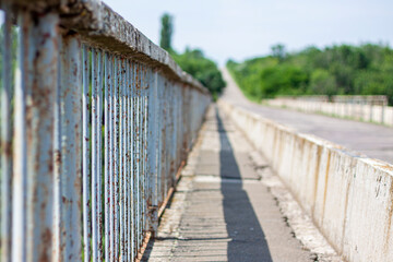 Close-up photo of the bridge   in a hot summer (selective focus)