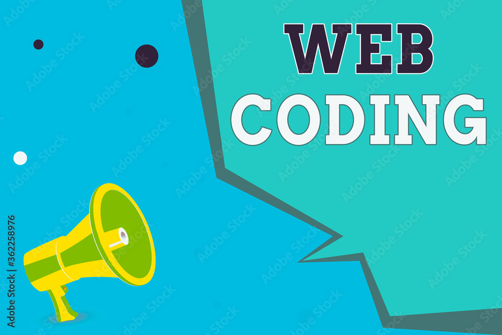 Poster writing note showing web coding. business concept for a system of symbols and rules used to represen
