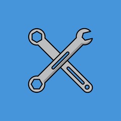 wrench filled outline Icon. construction and tool vector illustration on color background