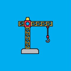 crane filled outline Icon. construction and tool vector illustration on color background