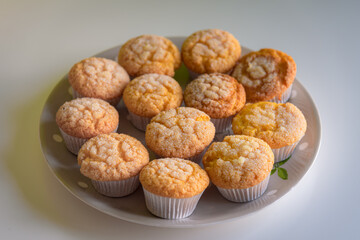 Home baked sugar coated muffins on a plate