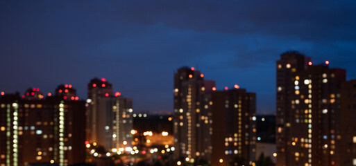 Unfocused night cityscape banner