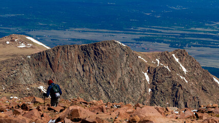 Hiker on Devil's Playground at Pikes Peak