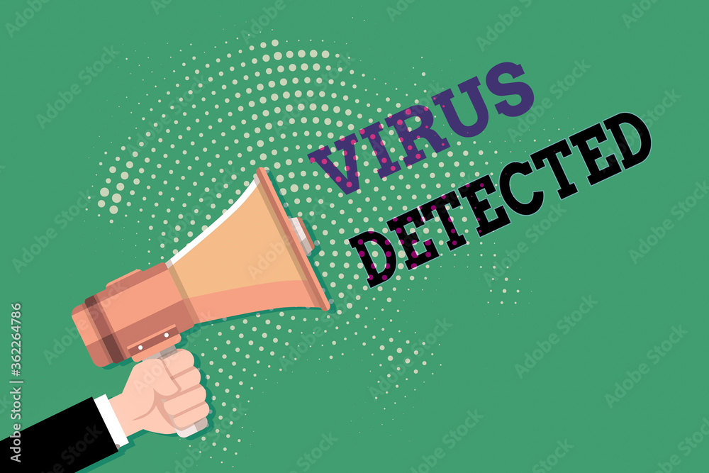 Poster text sign showing virus detected. business photo showcasing a computer program used to prevent and r
